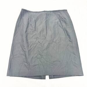 Lafayette 148 Wool Silk Gray Pinstripe Pencil Wool Silk Patterned Skirt Size 16